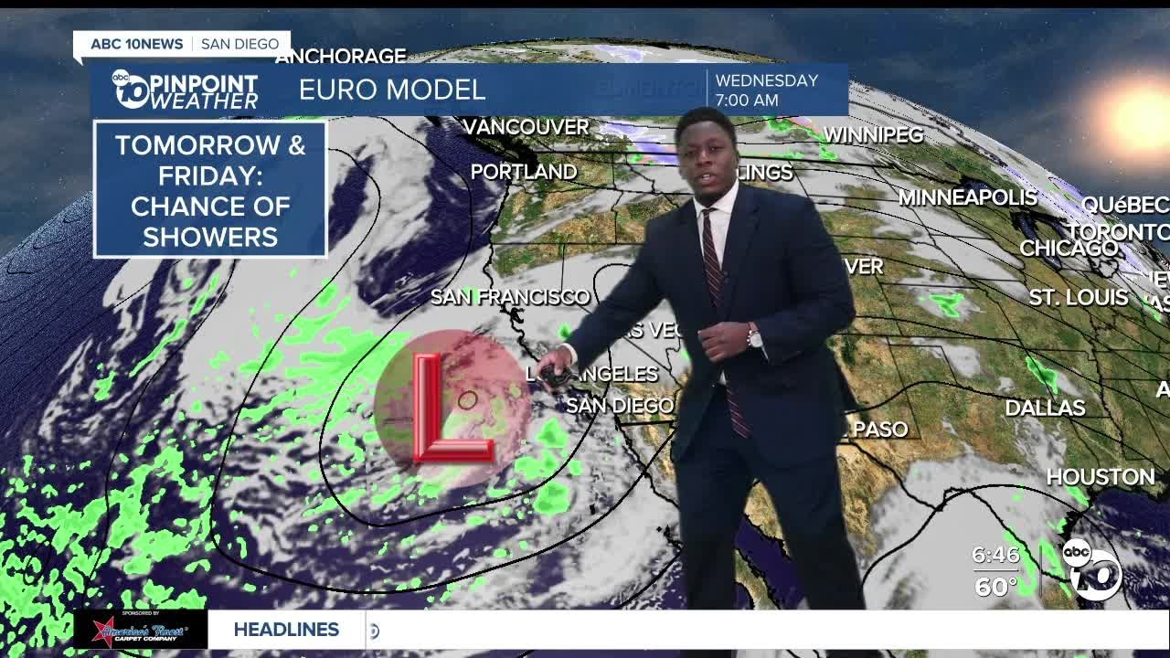 ABC 10News Pinpoint Weather with Moses Small: Rain coming tomorrow and ...