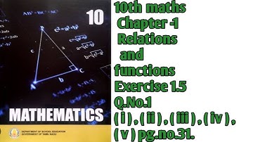 10th maths Chapter -1 Relations  and functions Exercise 1.5 Q.No.1 ( i )  to ( v )