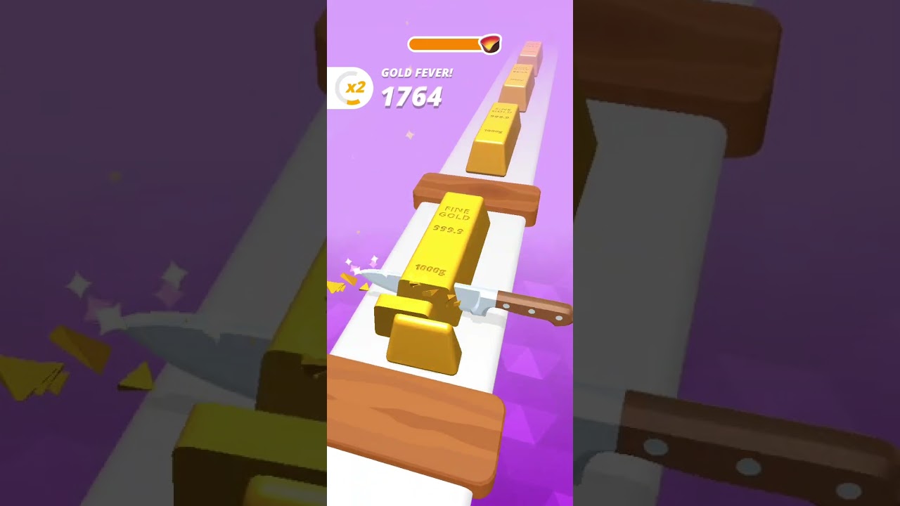 perfect slices. Gold cut with KNIFE