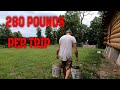 Carrying 280lbs of chinking and more Cabin work..