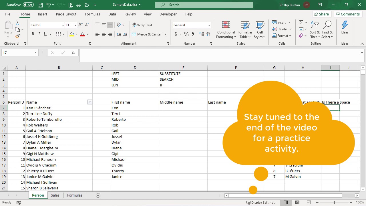Excel Text Functions 4 - combining text functions