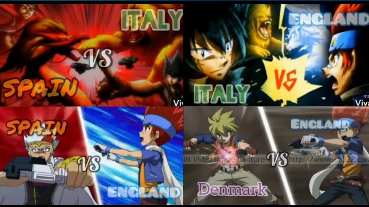 Spain Vs Italy Vs England Vs Denmark Euros 2021! Ryuga Vs Kyoya Vs Gingka Vs Chris!