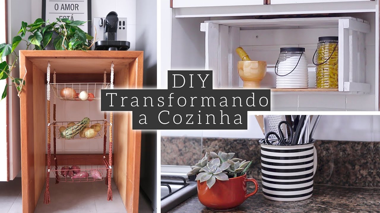 DIY Prateleira de Caixote & Fruteira de Macramê   Decorando a Cozinha 01