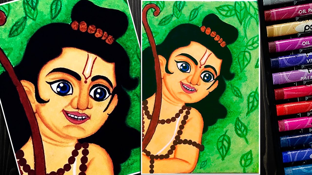 Easy Rama Navami Special Drawing | Lord Rama Oil Pastel Drawing | Shri ...
