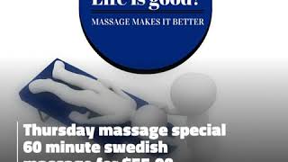 Thursday massage special 60 minute swedish massage for 55 00