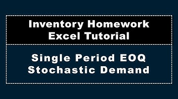 Inventory Homework Excel Tutorial, Stochastic Demand, Single Period EOQ