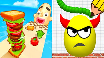 Draw To Smash vs Sandwich Runner - Satisfying ASMR Gameplay (Max Level)