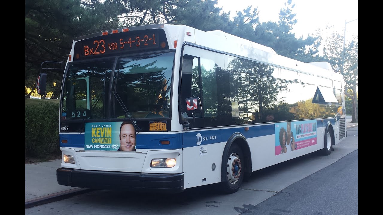 mta bus on board orion vll hybrid ng 4029 bx23 bus to co op city new flyer bx23