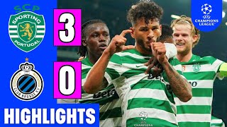 Sporting Vs Club Brugge 3-0 Resumo Geovany Quenda Goal Ucl 2025-26 Highlights Trincão