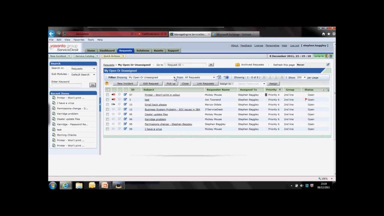 Manage Engine Service Desk Plus 8 Request Management Training