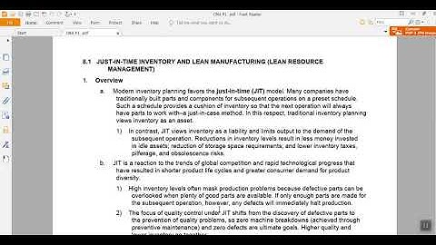 CMA Part 1 2020 unit 8 just in time and lean manufacturing