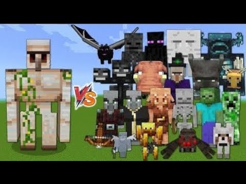 Iron golem vs All mobs fight in Minecraft - minecraft mob battle. - YouTube