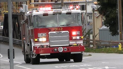 Fire Trucks Responding Code 3 to a Commercial Fire Alarm