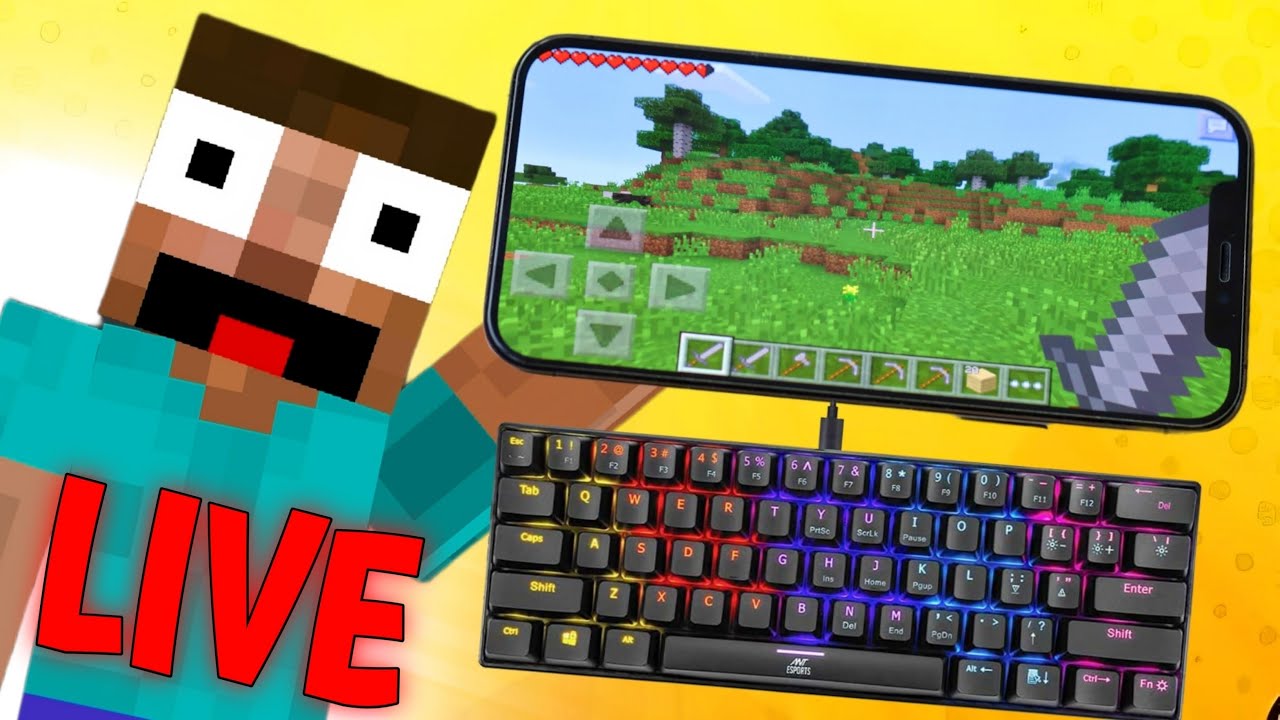 🔥 Playing Minecraft PE with Keyboard & Mouse on Mobile! | Live Gameplay ...