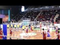Russian youth volleyball team warming up before the game