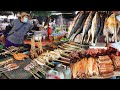 Cambodian Street Food, Amazing Kep Seafood Market Scenes, Eating DELICIOUS Fried Squid & Crabs