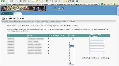 Blackboard Instructor - L - Grade Roster - Submit Final Grades