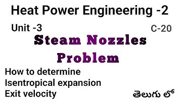 C-20 ll Heat power engineering-2 ll steam nozzles problem 1 unit-3 ll How to find exit velocity ll
