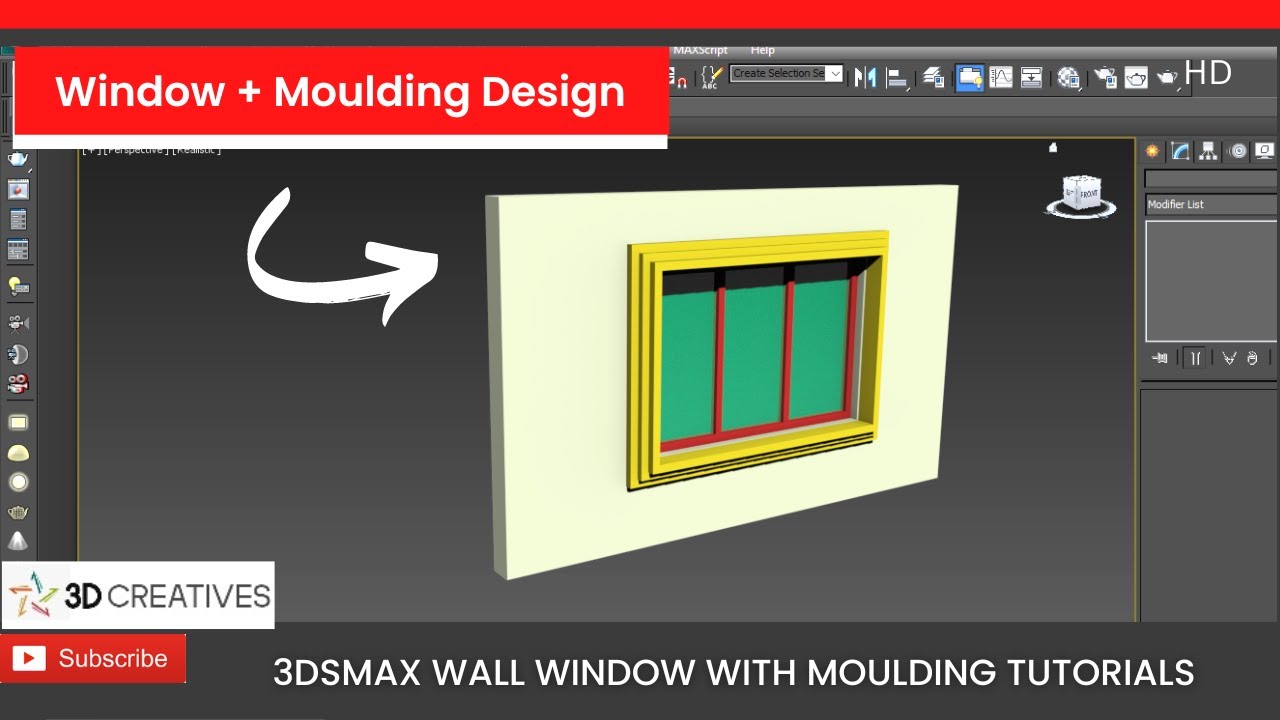 Window with moulding design in 3Dsmax