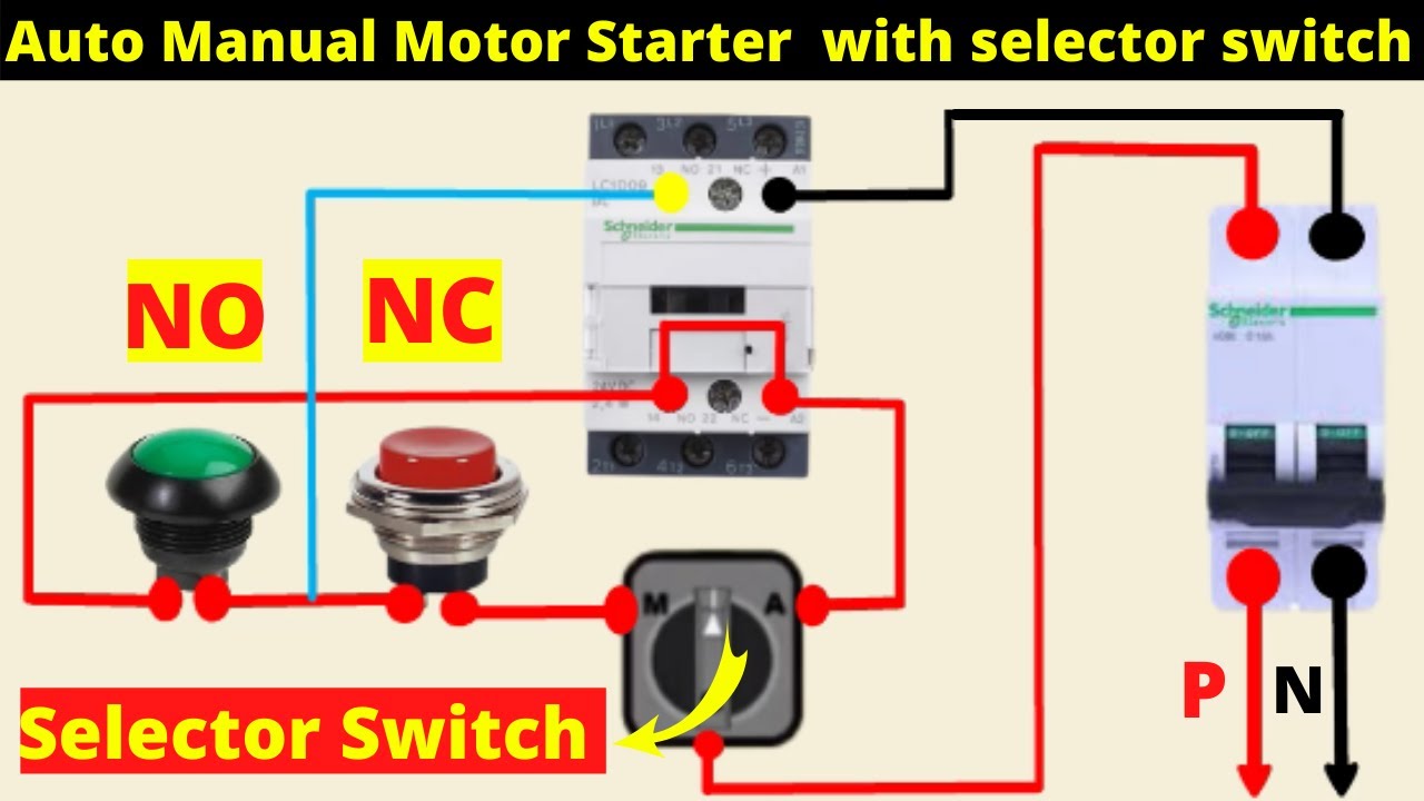 auto manual motor starter wiring with selector switch |auto manual