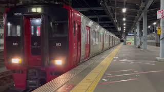 鹿児島本線荒尾行き区間快速(813系６両編成)・千早駅を発車