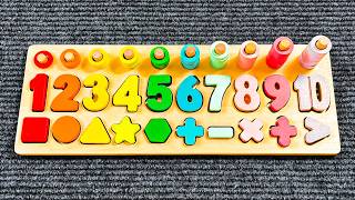 Find the Missing Numbers and Shapes with a Montessori Activity Puzzle  | Preschool Toddler Learning