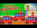 10 Little Red Buses 🚌 | Counting Song for Kids | Nursery Rhyme