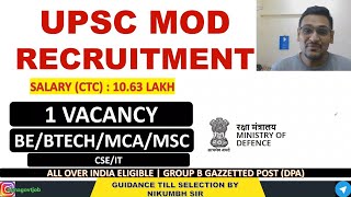 UPSC MINISTRY OF DEFENCE DPA RECRUITMENT 2025 | LATEST GOVERNMENT JOB UPDATE FOR BE/BTECH/MCA/MSC