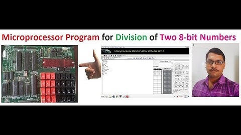 Assembly program for division of two 8 bit numbers using 8085 Microprocessor simulator software.
