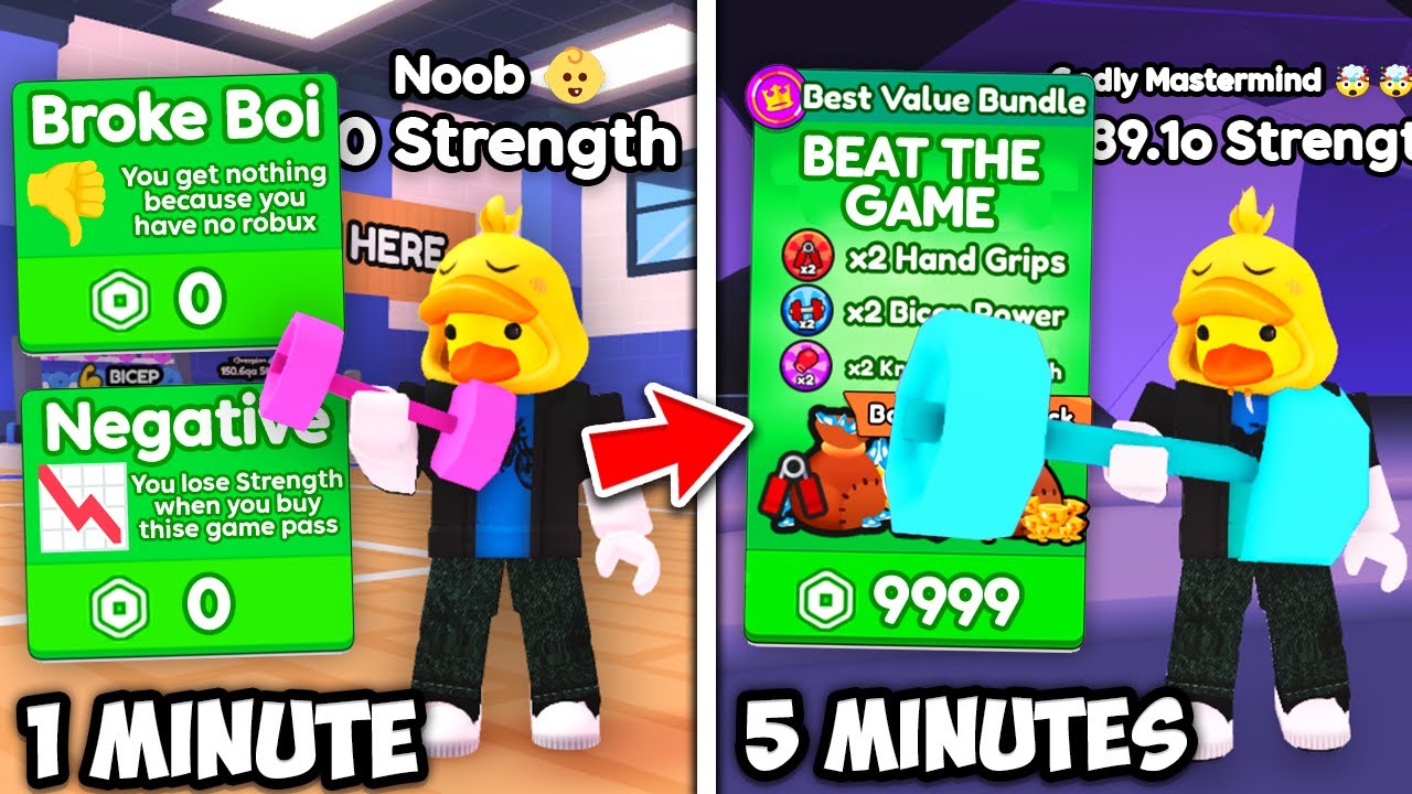 Starting Over as NOOB But I Get a New Gamepass Every 5 Minutes in Arm Wrestling Simulator