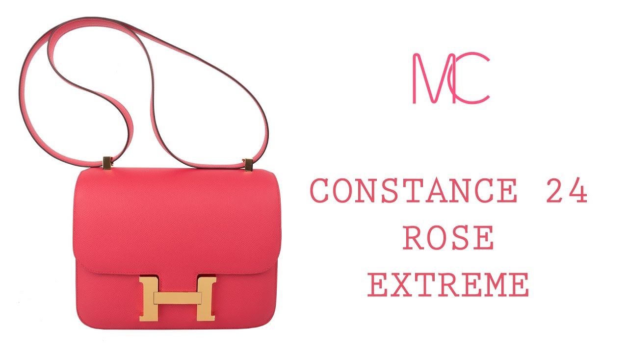 Hermes Constance 24 Bag Rose Extreme Epsom Leather Gold Hardware •  MIGHTYCHIC • 