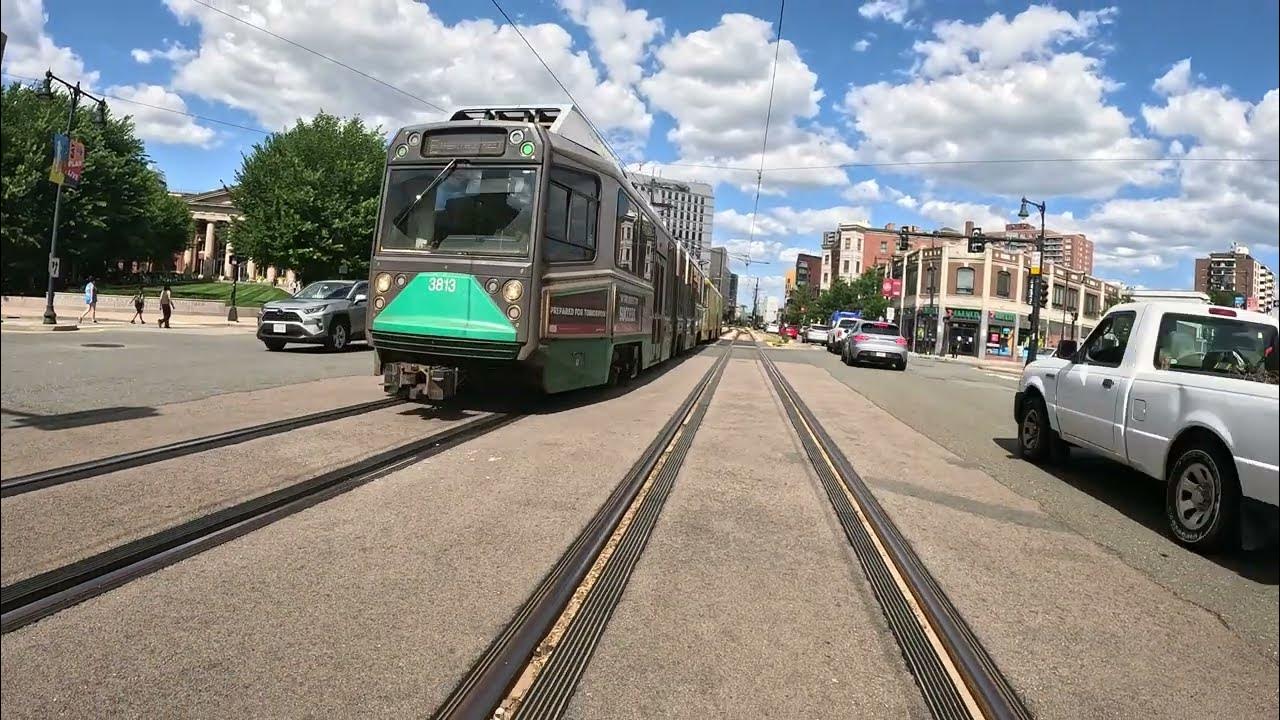 Boston Bike Ride Lane Path Green Line Train Trolley Right Next to Me