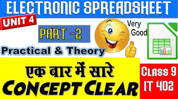 Unit 4 Electronic Spreadsheet  | class 9 | Practical with Theory |
