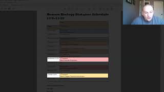 Honors Biology Distance Learning Expectations November 2020