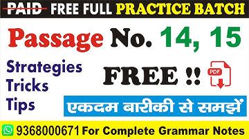 Passage No. 14, 15 | Reading Comprehension Batch  @UphaarClasses