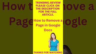 How to Remove a Page in Google Docs #shorts