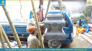 Quy Trình Thi Công Lắp Dựng Cột Đá Của KISATO Cho Mẫu Từ Đường Nhà Anh Đô Tại Thái Bình