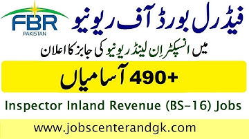 FBR Jobs 2021 Advertisement  | FPSC Inspector inland Revenue Jobs 2021 In Federal Board Of Revenue