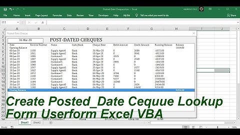 Create Posted-Date Cheque Lookup Form Excel VBA