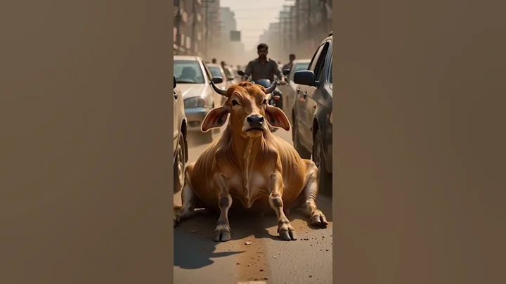 Pregnant cow rescued by doctors from city road #humanity #rescueanimals #cow #veternary #animals