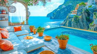 Happy Jazz at Seaside Cafe Ambience - Bossa Nova Jazz with Gentle Ocean Sounds - Tropical Jazz Music