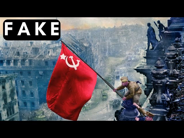 Soldier Raising The Soviet Flag Over The Reichstag