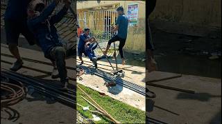 Manually Rod Banding Work Process At Construction Project