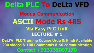 Delta PLC & Delta VFD Modbus Communication ON ASCII Mode Via Easy PLC Link Rs485 urdu hindi lecture1