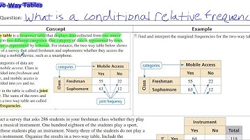 Algebra - 11.4 Two-Way Tables Part 1