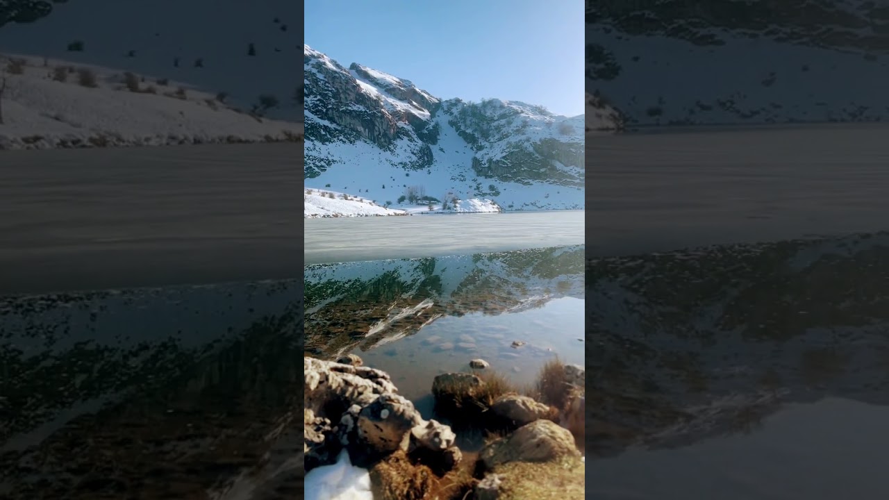 ¿Sabías que en invierno se congelan los lagos de Covadonga en asturias? #paisajes #nieve #montaña