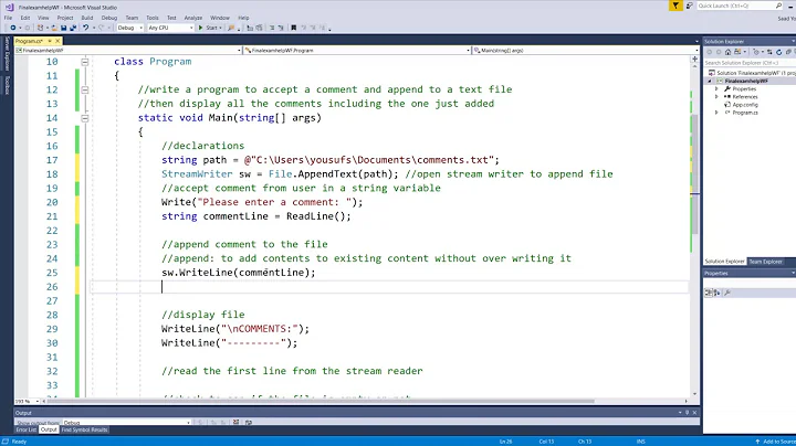 Append Text to File in C# Programming | Read Text from File | Final exam help tutorial