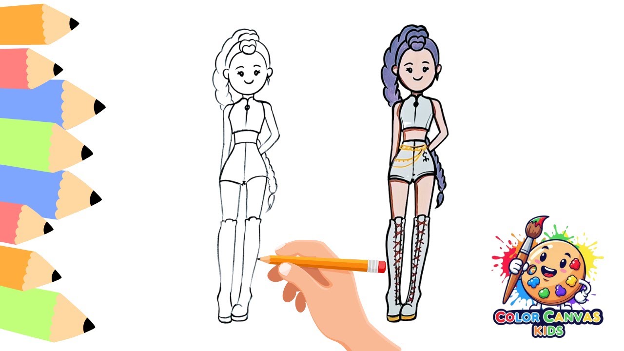How to Draw & Color Rumi K-Pop Demon Hunters (Easy for Kids! Step-by ...