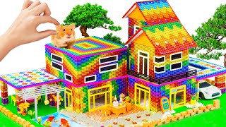 DIY  Build Color Mansion House With Playground For Hamster From Magnetic Balls