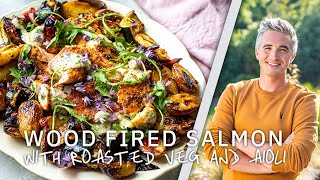 Roast Salmon RECIPE! With Roasted Veg & Aioli!